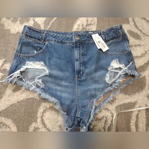 NEW* Telfar Blue Distressed Jean Shorts